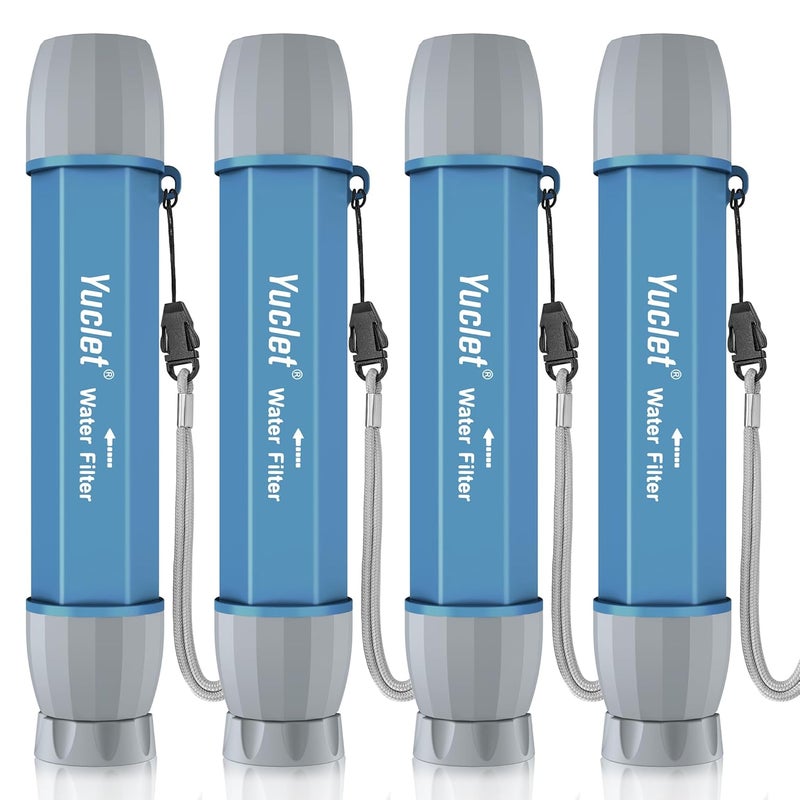 Yuclet 4 Pack Water Filter Straw, Portable Personal Water Filtration System, Water Purifier Survival, Emergency Preparedness for Camping Hiking Drinking Travel Hunting and Family Outing - Image 1